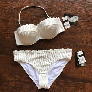 Beautiful Quilted Bikini with Scallop Trim